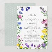 Little Wildflower Script Virtual Baby shower Kaart (Voorkant / Achterkant)
