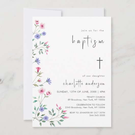 Little Wildflower Spring Cross doop doop Kaart (Voorkant)