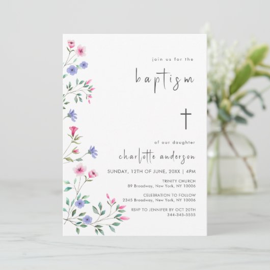 Little Wildflower Spring Cross doop doop Kaart (Staand voorkant)