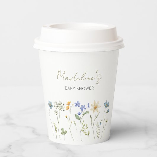 Little Wildflower Spring Floral Baby shower Papieren Bekers (Achterkant)