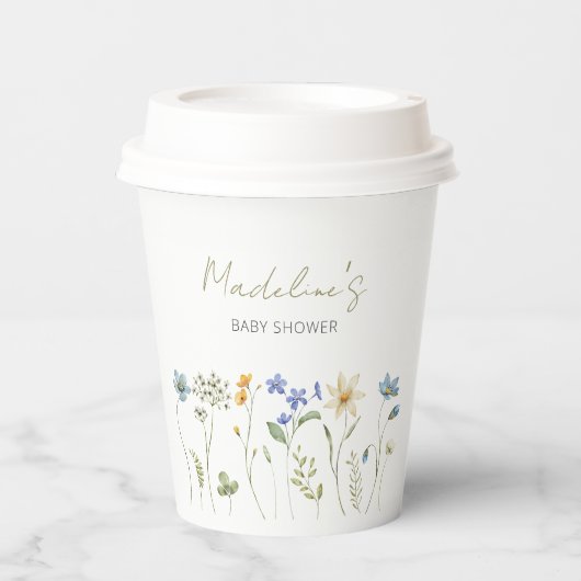 Little Wildflower Spring Floral Baby shower Papieren Bekers (Voorkant)