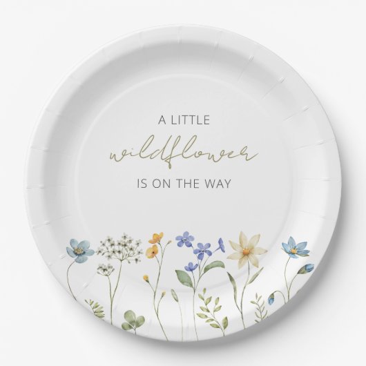 Little Wildflower Spring Floral Baby shower Papieren Bordje (Voorkant)