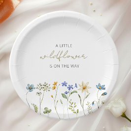 Little Wildflower Spring Floral Baby shower Papieren Bordje