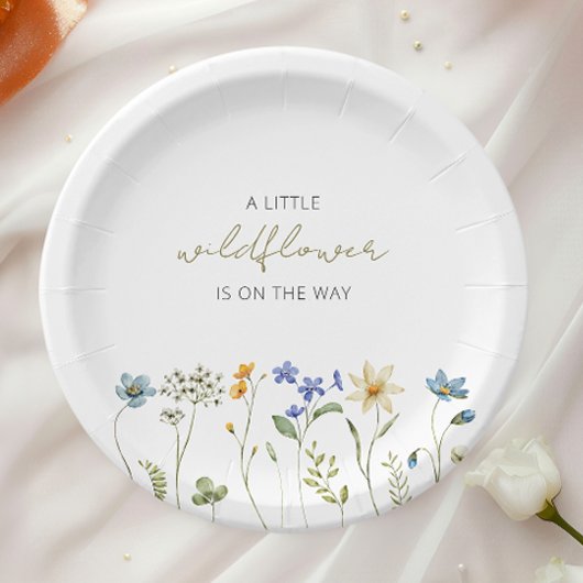 Little Wildflower Spring Floral Baby shower Papieren Bordje
