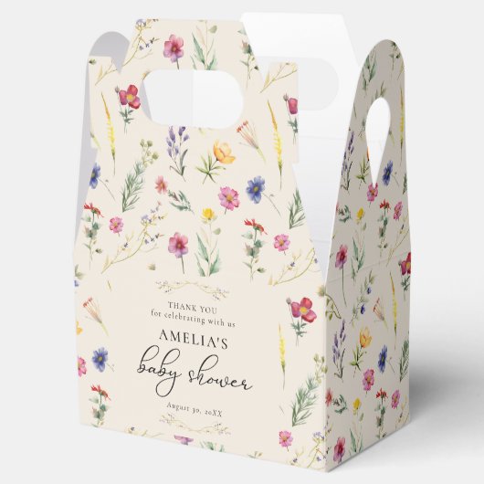 Little Wildflower Spring Floral Beige Baby shower Bedankdoosjes (Geopend)