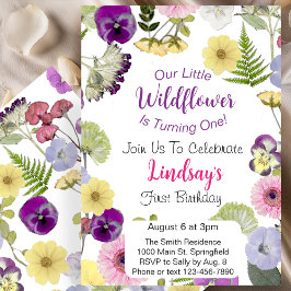 Little Wildflower thema verjaardag uitnodiging