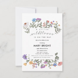 Little Wildflower Theme Field Baby shower Kaart