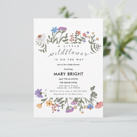 Little Wildflower Theme Field Baby shower Kaart (Staand voorkant)