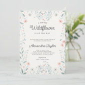 Little Wildflower Tiny Periwinkle Baby Girl Shower Kaart (Staand voorkant)