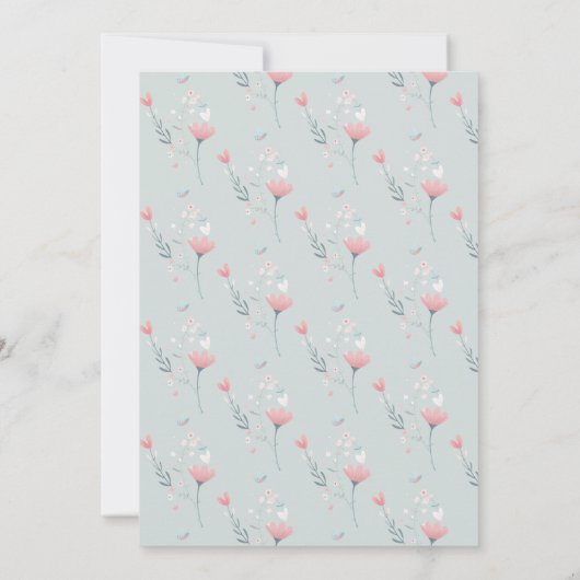 Little Wildflower Tiny Periwinkle Baby Girl Shower Kaart (Achterkant)