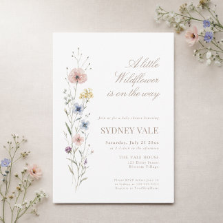 Little Wildflower Watercolor Floral Baby Shower Kaart