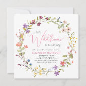 Little Wildflower Waterverf Roze Baby Meisje Douch Kaart (Voorkant)