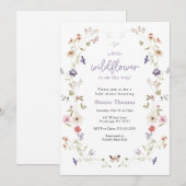 Little Wildflower Wreath Baby shower Invitation Kaart (Voorkant / Achterkant)