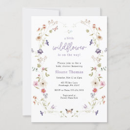 Little Wildflower Wreath Baby shower Invitation Kaart