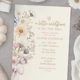 Little Wildflower Yellow Baby shower Kaart