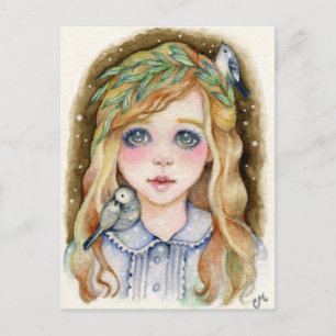 Little Willow - Whimsical Girl Art Briefkaart