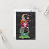 Little Wings Halloween Witch Briefkaarten (Voorkant / Achterkant in situ)