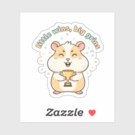 Little Wins Big Grins – Cute Hamster Trophy  Sticker