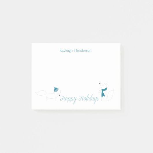 Little Winter Foxes Prettige feestdagen Personaliz Post-it® Notes (Voorkant)