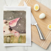 Little Winter Pig Kitchen Towel Theedoek (Quarter Fold)