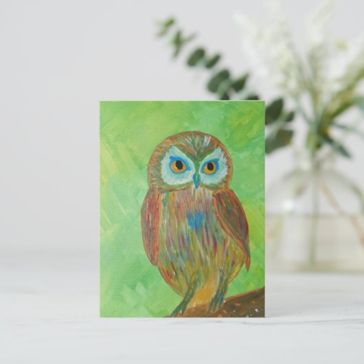 Little Wise Owl Briefkaart (Staand voorkant)