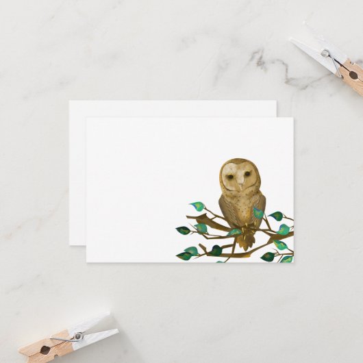 Little Wise Owl, Flat Note Card Kaart (Voorkant / Achterkant in situ)