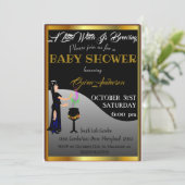 Little Witch Baby shower Halloween Golden Border Kaart (Staand voorkant)