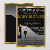 Little Witch Baby shower Halloween Golden Border Kaart (Voorkant / Achterkant)