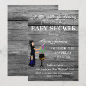 Little Witch Baby shower Rustic Wooden Gray Kaart (Voorkant / Achterkant)