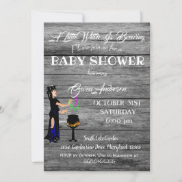 Little Witch Baby shower Rustic Wooden Gray Kaart