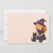 Little Witch & Cat Halloween Baby Shower Bedankkaart (Achterkant)