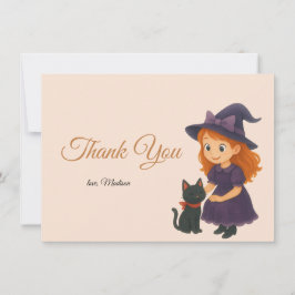 Little Witch & Cat Halloween Baby Shower Bedankkaart
