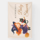 Little Witch & Cat | Halloween Girl Baby Shower Spandoek (Verticaal)