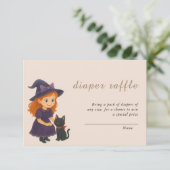 Little Witch & Cat Theme Baby Shower Book for Baby Informatiekaartje (Staand voorkant)