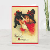 Little Witch en Black Cat  Halloween Kaart (Voorkant)