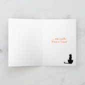 Little Witch en Black Cat  Halloween Kaart (Binnen)