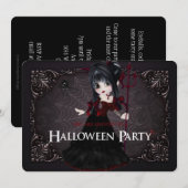Little Witch Fantasy Halloween Party Invite 1 Kaart (Voorkant / Achterkant)