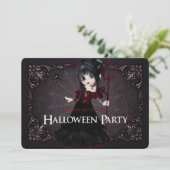 Little Witch Fantasy Halloween Party Invite 1 Kaart (Staand voorkant)