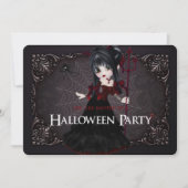 Little Witch Fantasy Halloween Party Invite 1 Kaart (Voorkant)