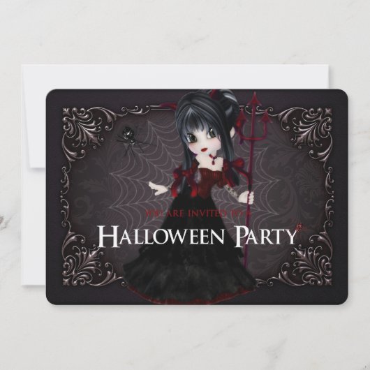 Little Witch Fantasy Halloween Party Invite 1 Kaart (Voorkant)