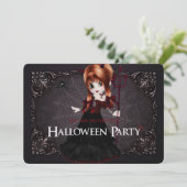 Little Witch Fantasy Halloween Party Invite 3 Kaart (Staand voorkant)