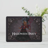 Little Witch Fantasy Halloween Party Invite 4 Kaart (Staand voorkant)
