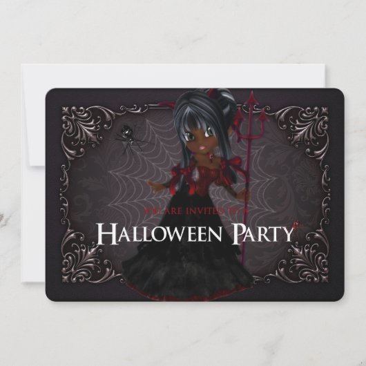 Little Witch Fantasy Halloween Party Invite 4 Kaart (Voorkant)
