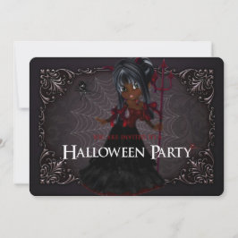 Little Witch Fantasy Halloween Party Invite 4 Kaart
