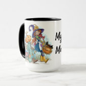 Little Witch Folksy Cute Halloween Coffee Mok (Voorkant links)