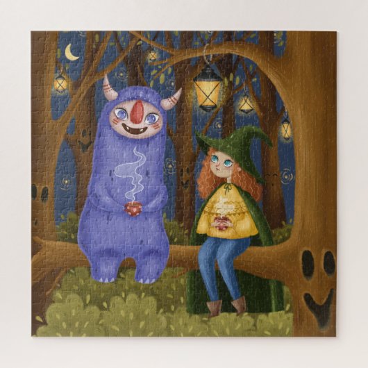 Little Witch & Ghoul Tea Party in Forest Puzzle Legpuzzel (Verticaal)