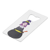 Little Witch Halloween Cauldron Creditkaart Flessenopener (Achterkant Gekanteld)