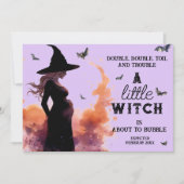 Little Witch Halloween Custom Foto Zwangerschap Aankondiging (Voorkant)