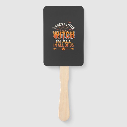 Little Witch Halloween Heksen Typografie Ontwerp_1 Handwaaier (Voorkant)