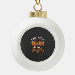 Little Witch Halloween Heksen Typografie Ontwerp_1 Keramische Bal Ornament